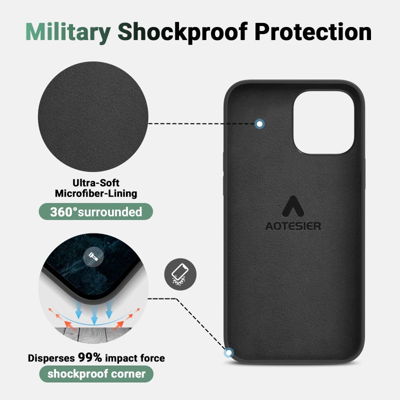 AOTESIER Shockproof Designed for iPhone 14 Pro Max Case, [Food Grade Silicone] [Military Drop Protection] with Anti-Scratch Lining Protective Phone Case for 14 ProMax, 6.7 inch, Black - Image 5