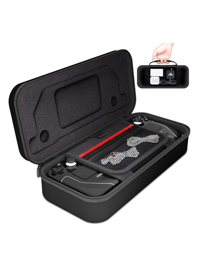 SYOSI Hard Shell Carrying Case for Steam Deck, Fits Charger AC Adapter with 10 SD Games Cartridges and Stand, Travel Pouch for Steam Deck Console and Accessories  - Image 1