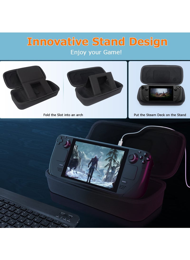 SYOSI Hard Shell Carrying Case for Steam Deck, Fits Charger AC Adapter with 10 SD Games Cartridges and Stand, Travel Pouch for Steam Deck Console and Accessories  - Image 5