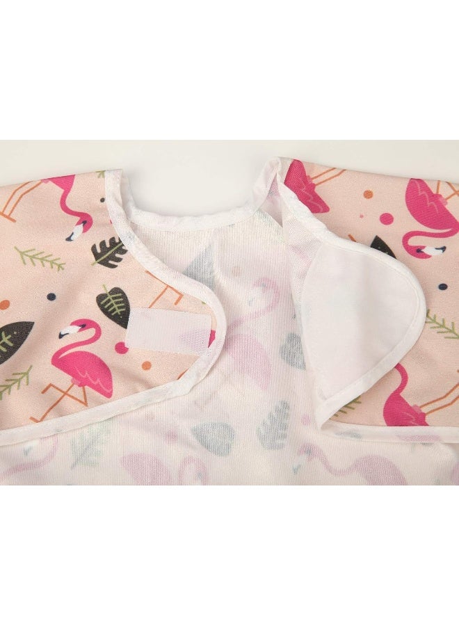 Sigzagor Baby Bib Sleeved Shirt With Pocket 1-3 years old Toddler Drawing (Pink Flowers Rose) - Image 5