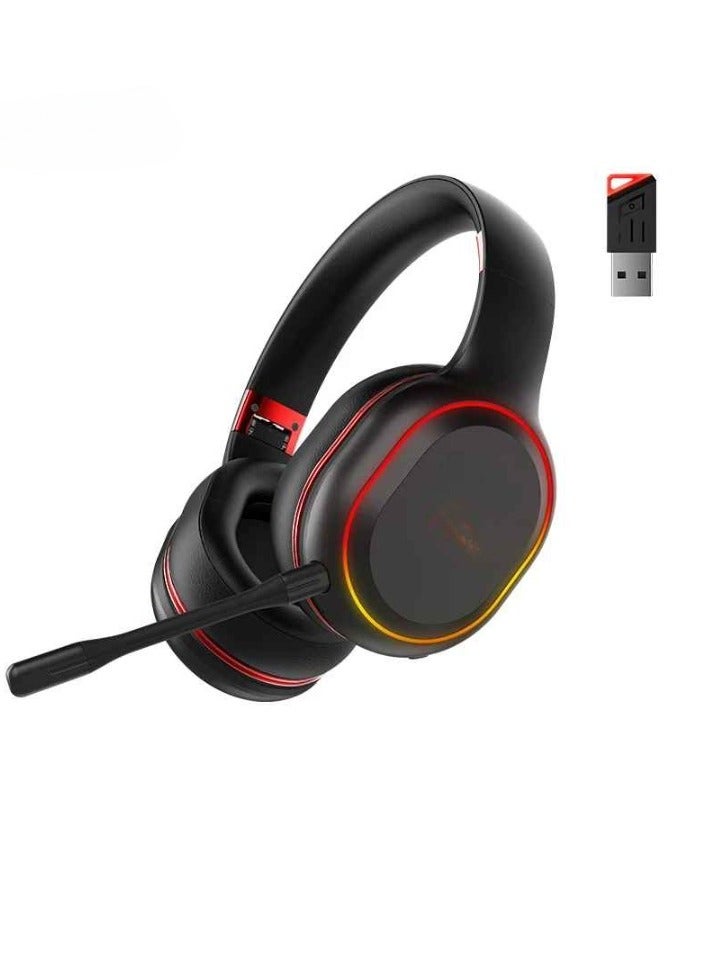 Gaming Headphones, USB Bluetooth Wireless Game Headset, High Bass Vibration Earphone With Built In Microphone And RGB Lightening For Music Gaming, (Pack Of 2pcs, Black) - Image 1