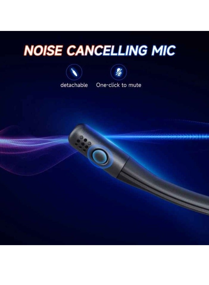Gaming Headphones, USB Bluetooth Wireless Game Headset, High Bass Vibration Earphone With Built In Microphone And RGB Lightening For Music Gaming, (Pack Of 2pcs, Black) - Image 4