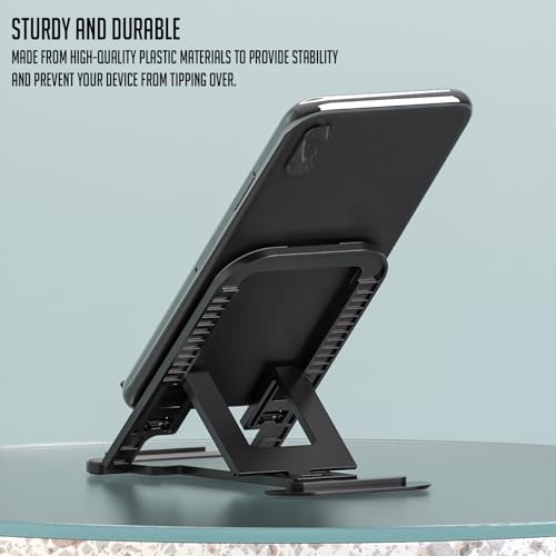 ls lapster Lapster Black Desktop Foldable Mobile and Tablet Holder, Designed with ABS Material, Offers Multiple Viewing Angles and Features Anti-Slip Strips for Added Stability-Black. - Image 5