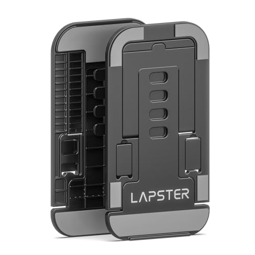 ls lapster Lapster Black Desktop Foldable Mobile and Tablet Holder, Designed with ABS Material, Offers Multiple Viewing Angles and Features Anti-Slip Strips for Added Stability-Black. - Image 2