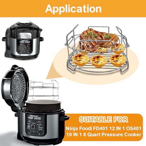 GCQFZ Air Fryer Wire Rack for Ninja Foodi FD401 12 IN 1 OS401 10 IN 1 8 Quart Pressure Cooker, Stainless Steel Air Fryer Replacement Parts Baking Rack Accessories, Dishwasher Safe - Image 3