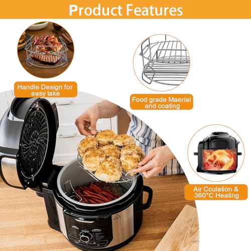 GCQFZ Air Fryer Wire Rack for Ninja Foodi FD401 12 IN 1 OS401 10 IN 1 8 Quart Pressure Cooker, Stainless Steel Air Fryer Replacement Parts Baking Rack Accessories, Dishwasher Safe - Image 4