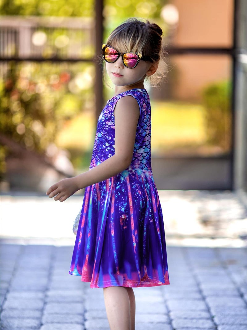 Funnycokid Girls Mermaid Dress Kids Summer Sleeveless Sundress Size 10-12 Clothes Party Outfit 10-12 Years - Image 3