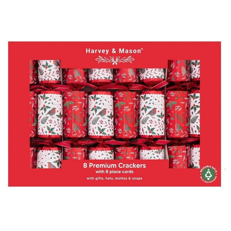 RSW 8 Premium Red Robin 12.5-Inch Christmas Crackers – Holiday Party Favors, Festive Fun, and Seasonal Decor for Kids and Family, Christmas Celebration Essentials - Image 1