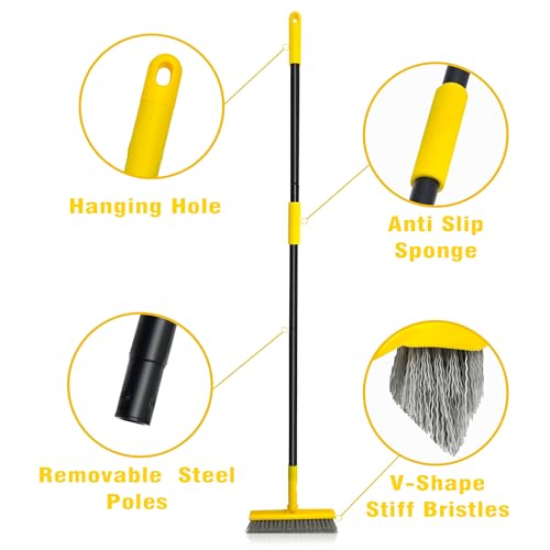 DALIPER 2 in 1 Grout Brush with 49.6" Long Handle, Swivel Grout Cleaning Brush V-Shape Grout Line Scrubber, 180°Rotatable Shower Tile Scrub with Stiff Bristle for Deep Cleaning Shower and Corner - Image 5