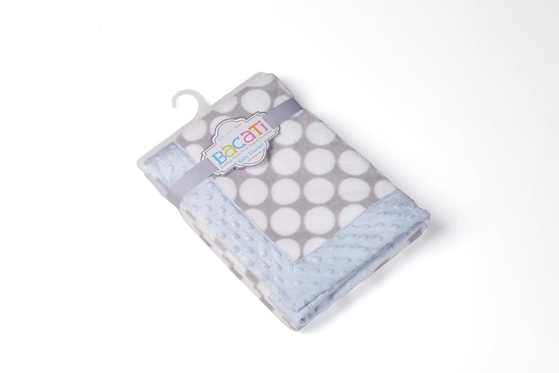 Bacati - Elephants Blue/Grey Plush Blanket 30 x 40 inches - Image 2