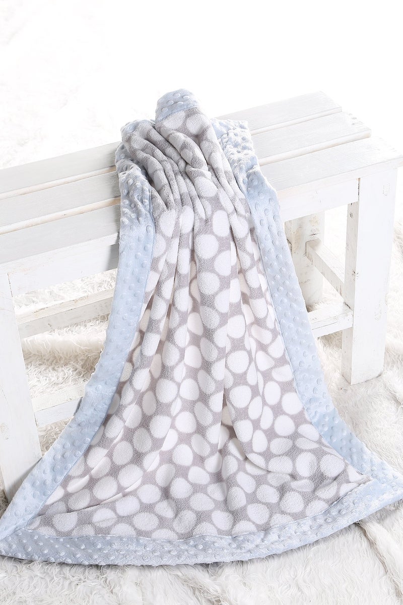 Bacati - Elephants Blue/Grey Plush Blanket 30 x 40 inches - Image 4