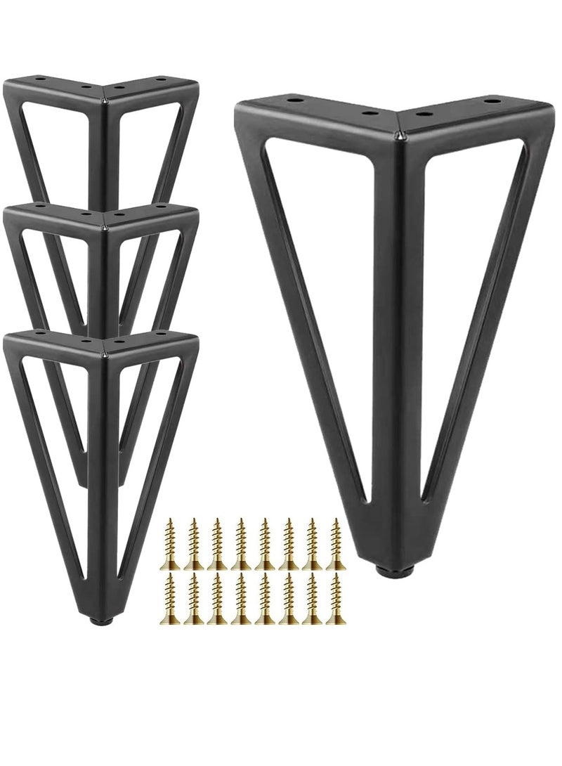 Excefore 6 Inch Gold Furniture Legs Heavy Duty Metal Furniture Feet, Golden Sofa/Cabinet/Table Legs 4Pcs, 6 Inch Cabinet Legs Set of 4,Couch Feet Replacement for Cabinet Dresser, Black  - Image 1