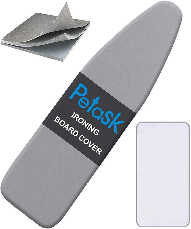 Petask Ironing Board Cover and Pad Silicone Coated Resists Scorching and Staining Ironing Board Pads with Elastic Edges 15x54 Gray Grey Polyester  Polyester Blend