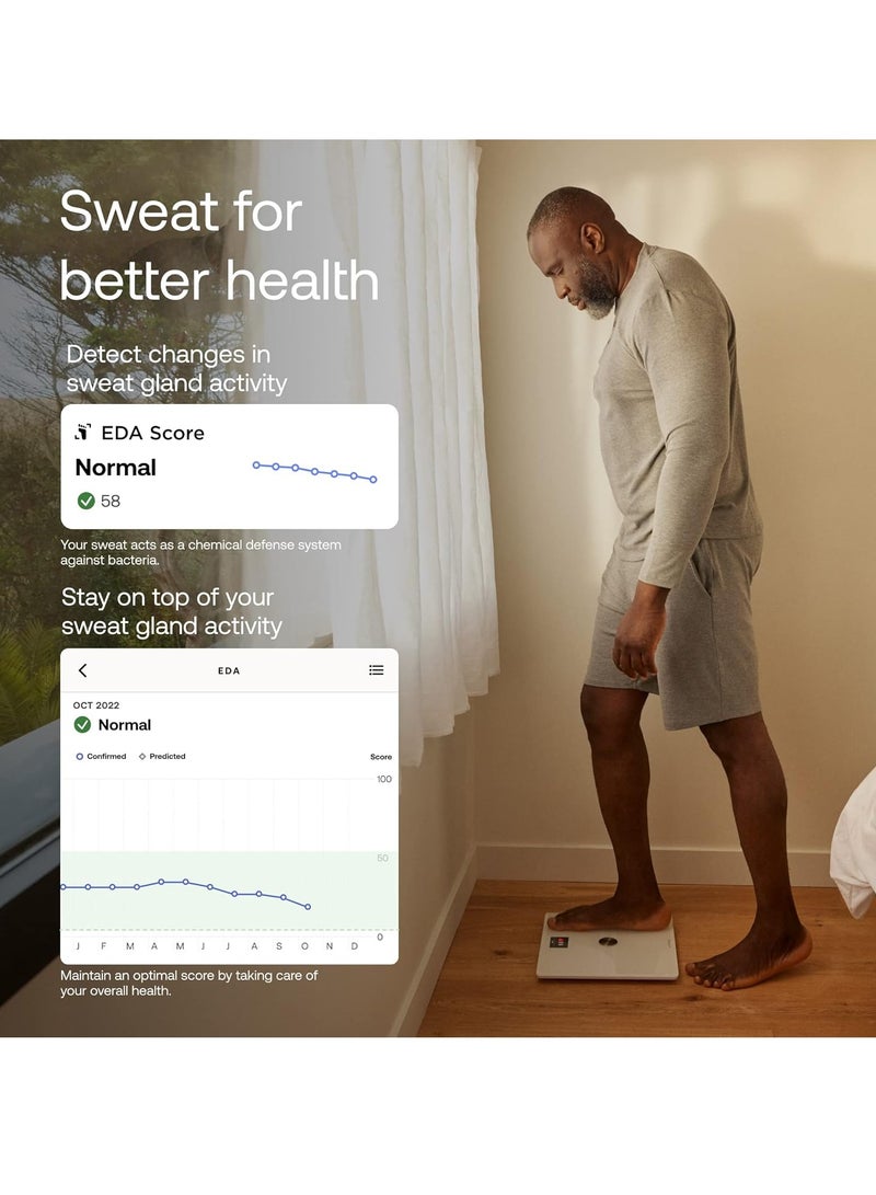 ويذينجز ميزان الجسم الرقمي الذكي - ميزان الجسم الذكي المتقدم مع تكوين الجسم - مؤشر كتلة الجسم، قراءات الدهون الحشوية، تقييم صحة القلب والأوعية الدموية والأعصاب، عمر البطارية يصل إلى 15 شهرًا وما يصل إلى 8 مستخدمين - أبيض. - Image 3