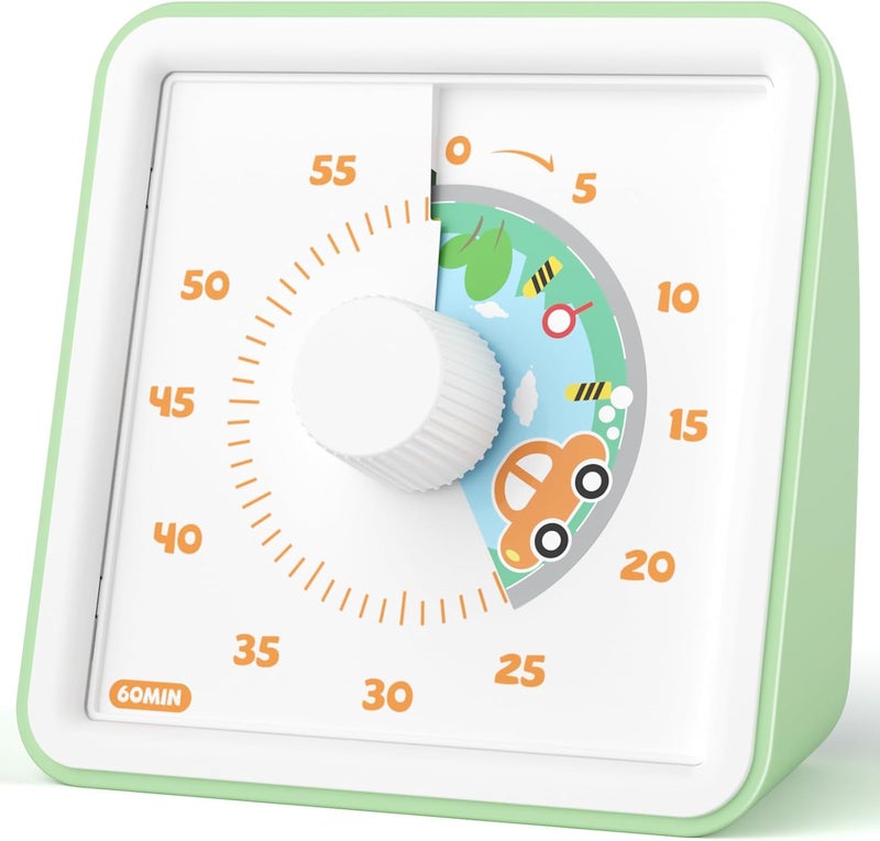 LIORQUE Visual Timer, 60 Minute Countdown Kids Timer, Pomodoro Timer, Time Management Tool for Children and Adults (Light Green) - Image 1