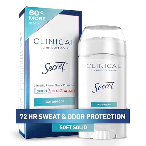 Secret Clinical Strength 100HR Sweat & Odor, Waterproof Soft Solid Antiperspirant Deodorant for Women, 3X Stress Protection, 72hr Sweat & Odor Protection, PH Balancing Minerals, 2.6 oz - Image 1