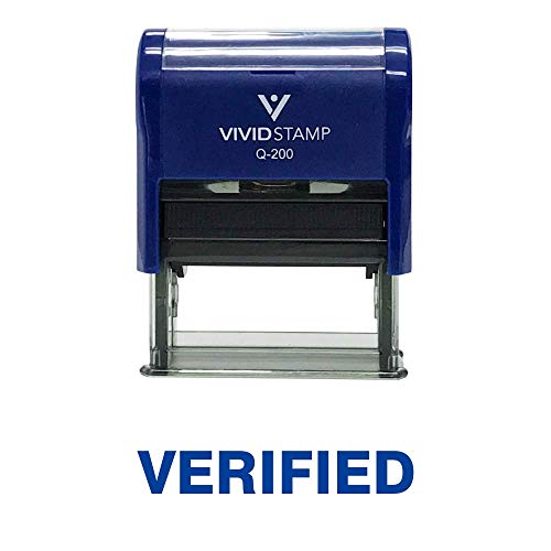 Vivid Stamp Verified Self Inking Rubber Stamp (Blue Ink) - Medium - Image 1