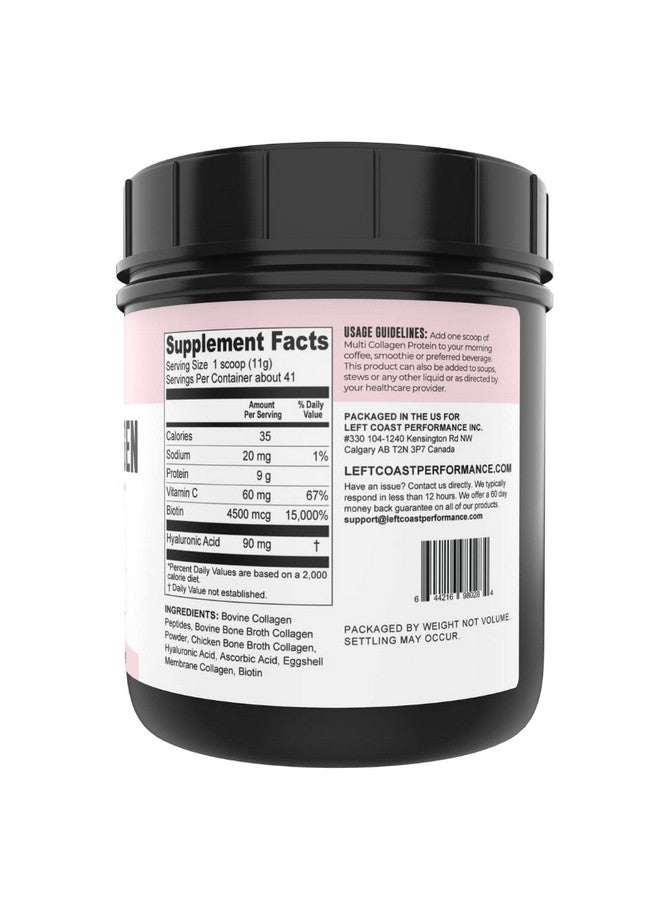 Left Coast Performance Multi Collagen Peptides Powder Types I, II, III, V, X Multi Collagen Protein Powder with Hyaluronic Acid, Biotin, Vitamin C, For Skin Hair Nails Joints and Gut Health - Keto, Non-GMO Supplement  - Image 2