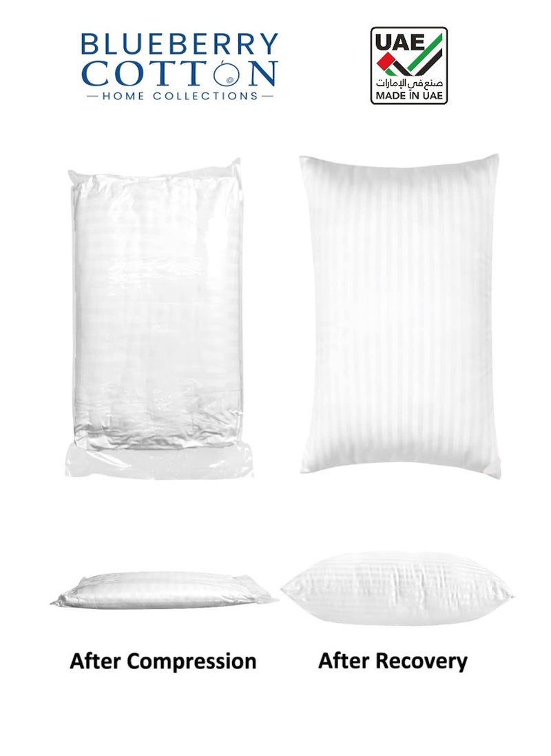 Pack of 3 Set Cotton Pillow -Stripe Fabric -White 50X90cm Made in Uae