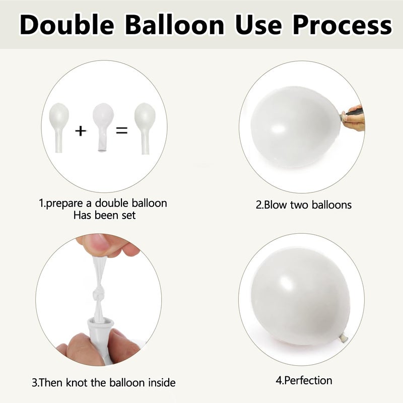 Zesliwy Pearl White Balloon Arch Kit,Double Stuffed Pastel White Cream Ivory Balloons Garland Kit Different Sizes 18/12/10/5 inch White Latex Balloon for Wedding Birthday Bridal Shower Party Decorations - Image 3