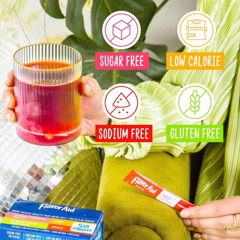 Flavor Aid Aguas Frescas Singles To Go Variety Pack, Powdered Drink Mix, 1 Box (50 Single Servings) - Image 4