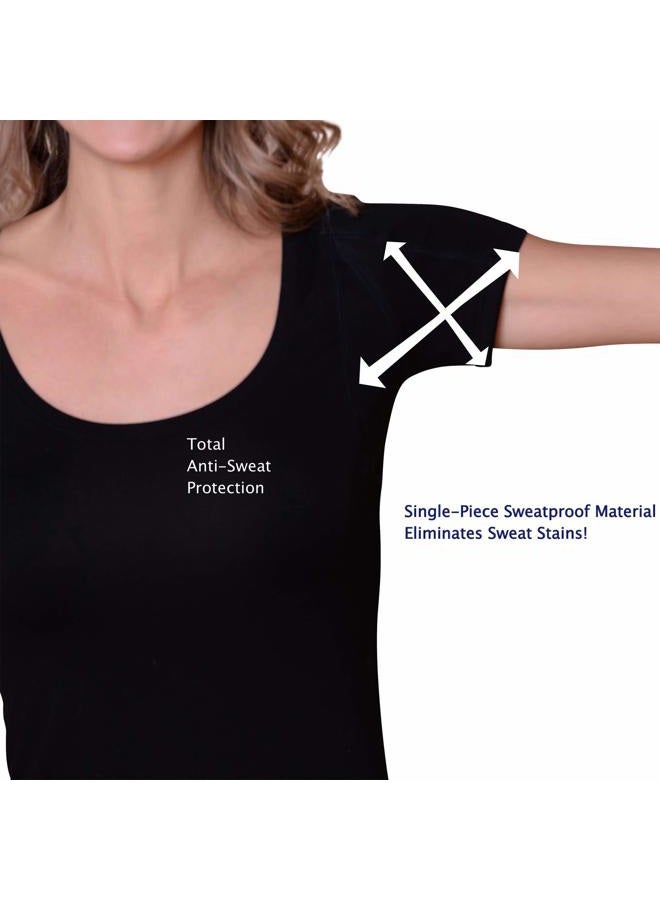 Sweatshield Undershirts Sweatproof for Women, Scoop Neck, Black, Sweat Pads (Medium) - Image 3