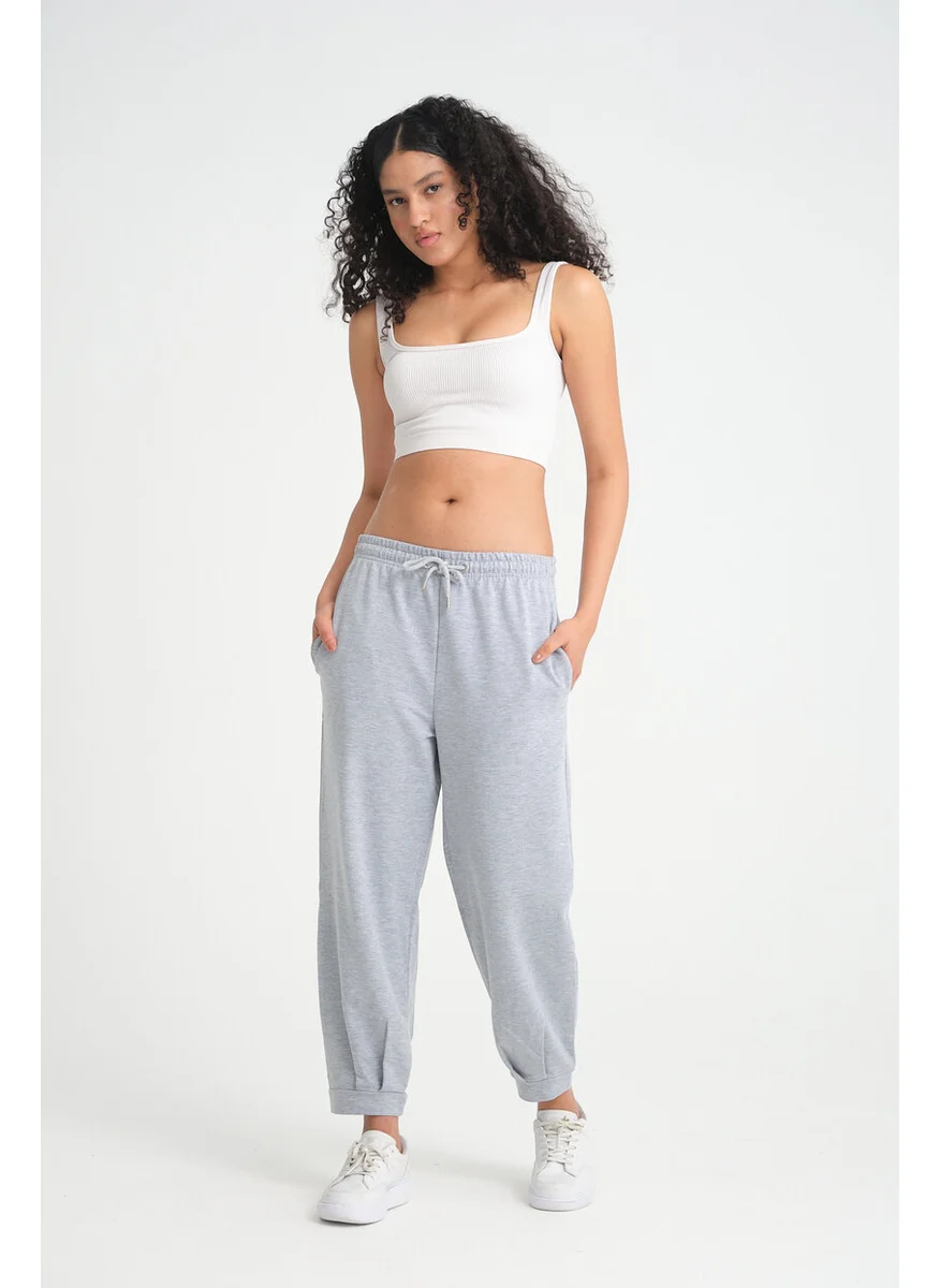 Twenty3 Women's Plain Basic Sweatpants with Elastic Waist and Leg Detail