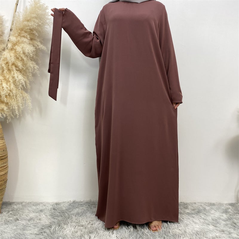 مونيكا فاشون فستان بسيط يناسب جميع المناسبات بأكمام طويلة ولون واحد - Image 2
