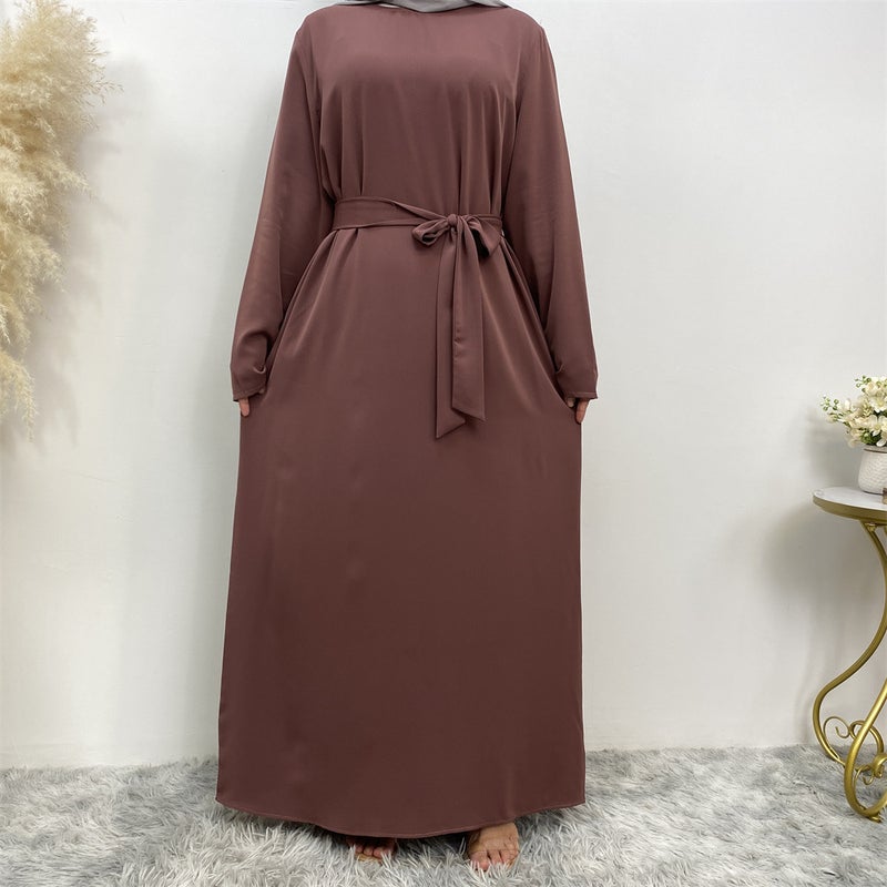 مونيكا فاشون فستان بسيط يناسب جميع المناسبات بأكمام طويلة ولون واحد - Image 3