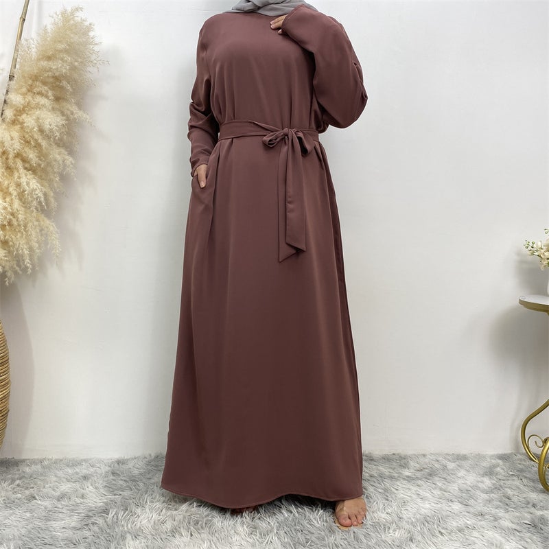 مونيكا فاشون فستان بسيط يناسب جميع المناسبات بأكمام طويلة ولون واحد - Image 1