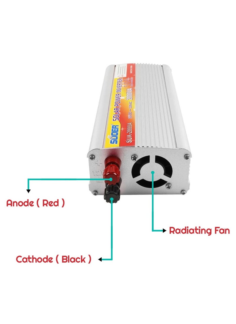 سوير - محول طاقة شمسية من تيار مستمر إلى تيار متردد DC12V إلى AC230V عاكس 2000VA - SUOER SUA2000A - Image 1