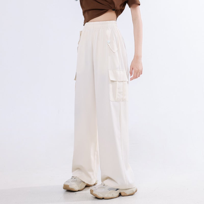 Girls' Workwear Wide Leg Pants Children'S 2024 Style Big Children'S Western Style Ice Silk Pants Summer Casual Pants Summer - Image 1