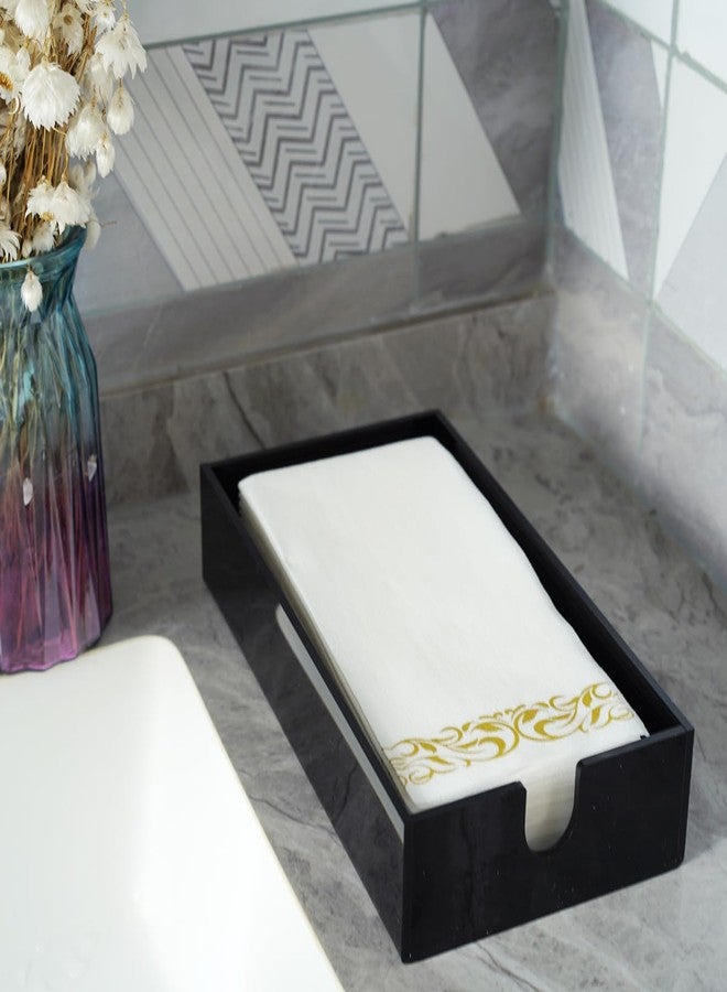 HANKOR Acrylic Napkin Holder for Bathroom, Guest Towel Holder Tray, Bathroom Disposal Paper Hand Face Towels Holder (Black) - Image 2