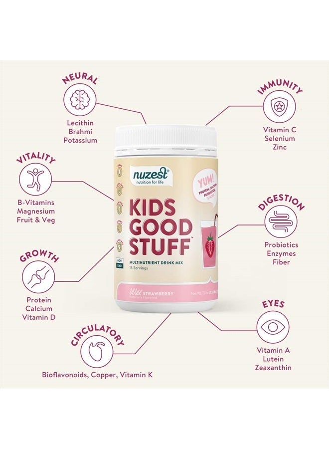 Nuzest Kids Good Stuff - Vegan Smoothie Mix - Wild Strawberry - Multivitamin Nutritional Supplement Protein Shake - Dairy Free - Supporting Growth and Development - 225g/ 7.9 oz (15 Servings) - Image 4