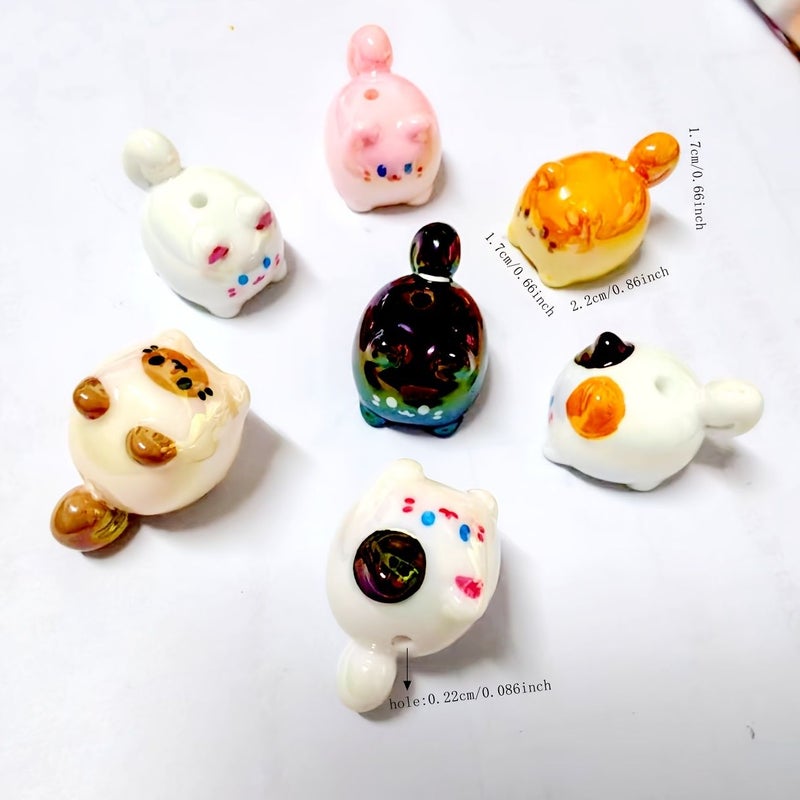3pcs Fat Cat Beads Resin Orange Cat Hole Pendant Loose Beads Pen Bracelet Car Ornament Holiday Gift Craft Decoration - Image 4