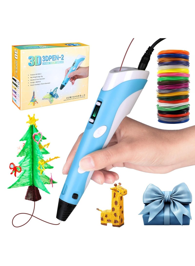 DubaiGallery 3D Pen for Kids Upgrade 3D Printer 3D Printing Pen 3D Doodler Pen 3D Drawing Pen with LED Display 3D Writing Printer Gifts for Kids Adults and 3 Colors PLA Filament Refills with Charger - Image 1