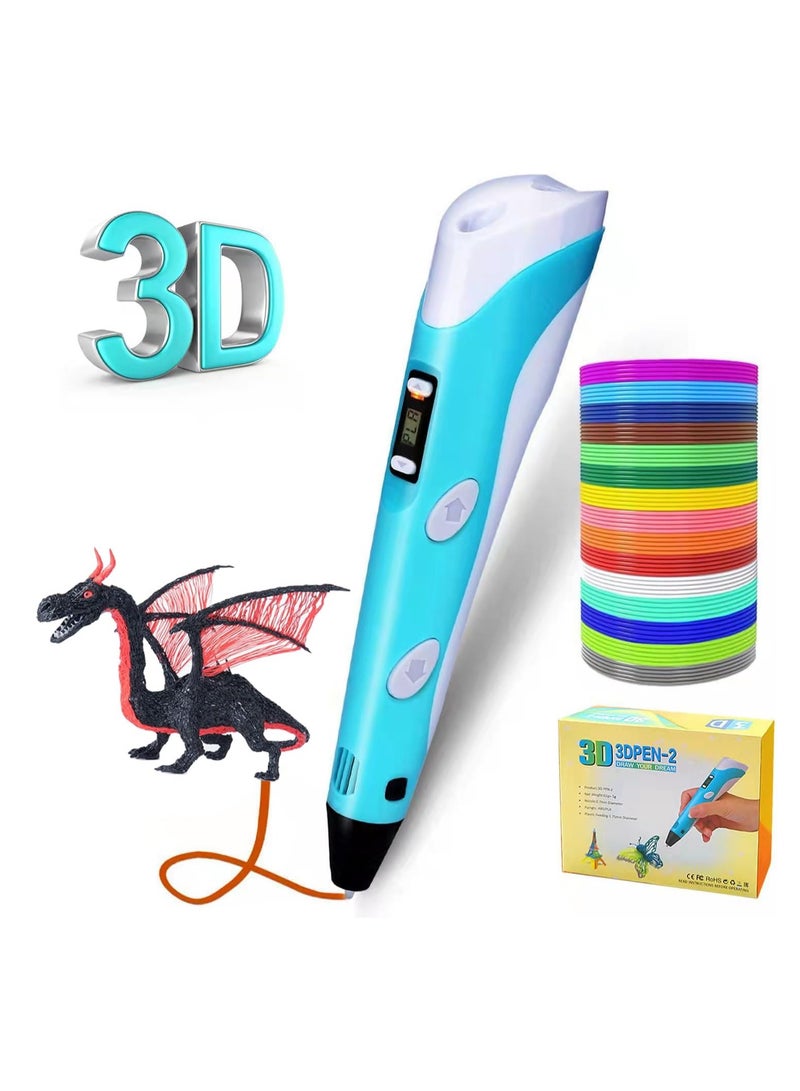 DubaiGallery 3D Pen for Kids Upgrade 3D Printer 3D Printing Pen 3D Doodler Pen 3D Drawing Pen with LED Display 3D Writing Printer Gifts for Kids Adults and 3 Colors PLA Filament Refills with Charger - Image 2