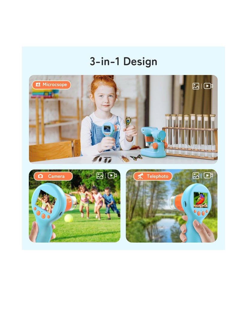 KASTWAVE - handheld microscope for kids 800x usb microscope with 2 lcd screen handheld kids microscope with 5 microscope slides for adults and kids gifts for kids 8 12 - Image 1