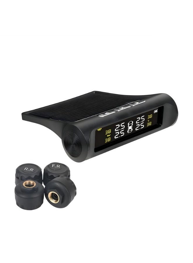 Solar Powered Car Tire Pressure Monitoring Tool, Tms Tire Pressure Monitoring System, Wireless Tpms Monitor, Lcd Digital Display Tire Pressure Gauge, Practical Car Maintenance Tool with Replacement Valve - Image 1