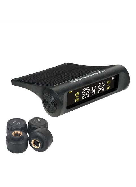 Solar powered car tire pressure monitoring tool, TMS tire pressure monitoring system, wireless Tpms monitor, LCD digital display tire pressure gauge, practical car maintenance tool with replacement valve