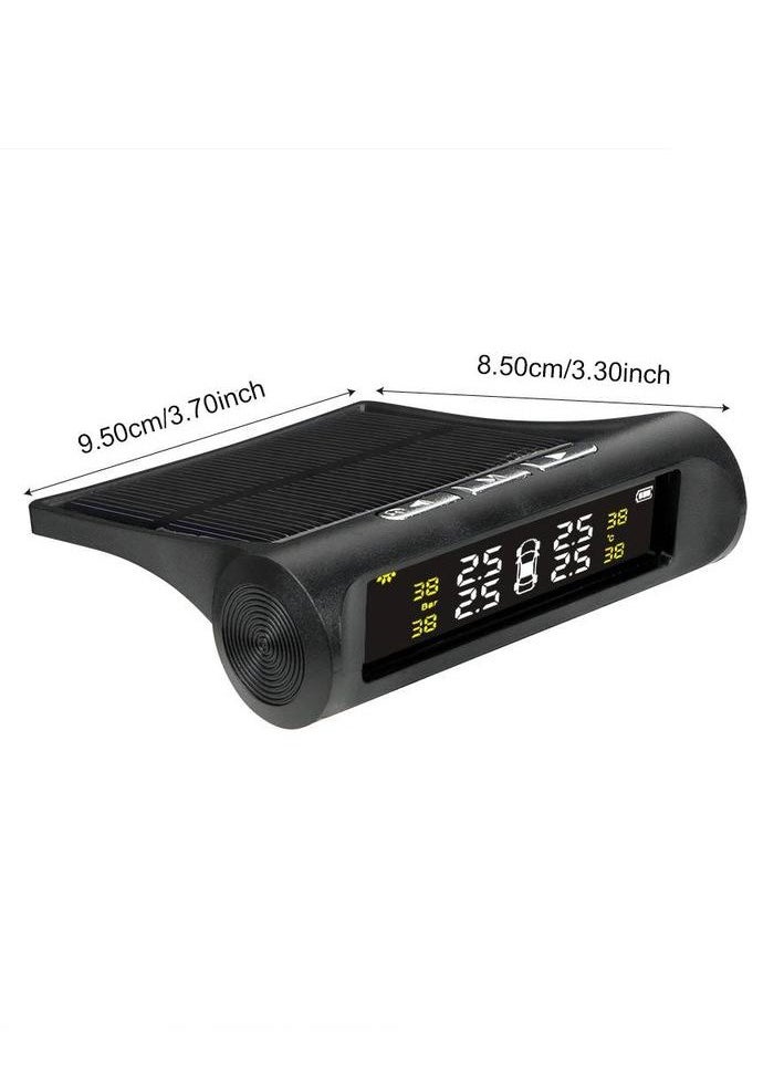 Solar powered car tire pressure monitoring tool, TMS tire pressure monitoring system, wireless Tpms monitor, LCD digital display tire pressure gauge, practical car maintenance tool with replacement valve