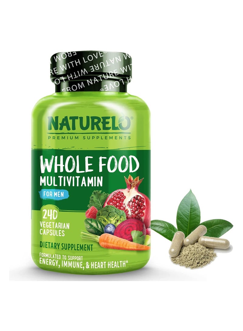 NATURELO Whole Food Complete Multivitamin Health blends For Men, Formulated to support energy, immune & heart health, 240 Vegetarian Capsules, Dietary Supplement - Image 2