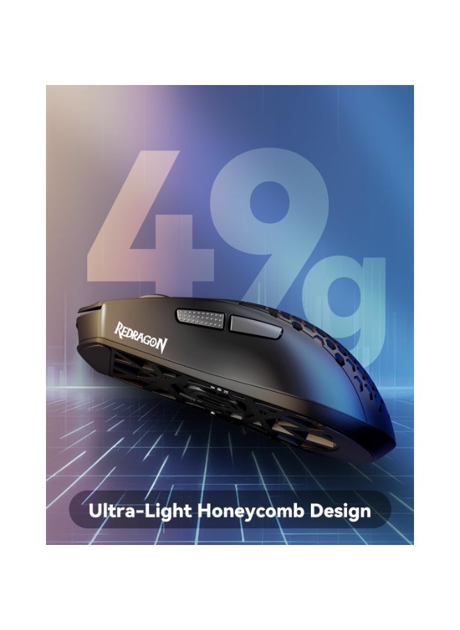 REDRAGON M725 Honeycomb Shell Gaming Mouse Tri-Mode BT5.1/2.4GHz/Type-C Wired, Ultra Lightweight 49g, 8000 DPI  - Image 4