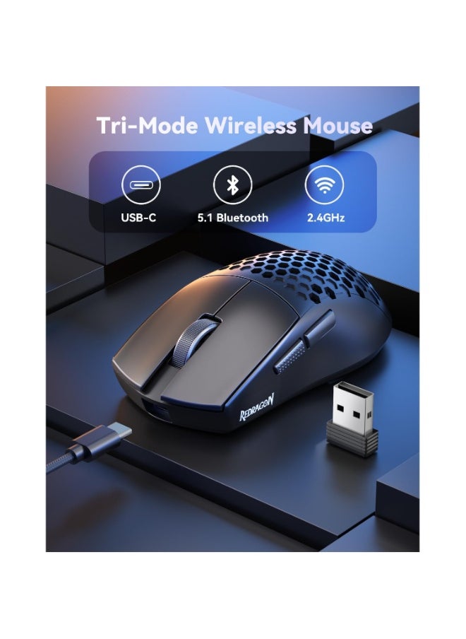 REDRAGON M725 Honeycomb Shell Gaming Mouse Tri-Mode BT5.1/2.4GHz/Type-C Wired, Ultra Lightweight 49g, 8000 DPI  - Image 3
