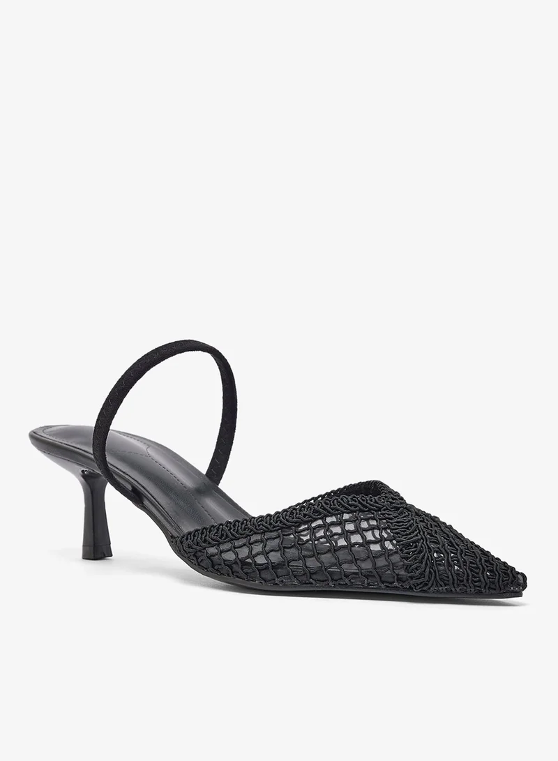 ELLA Lace Detail Strap Mid Heel Pumps