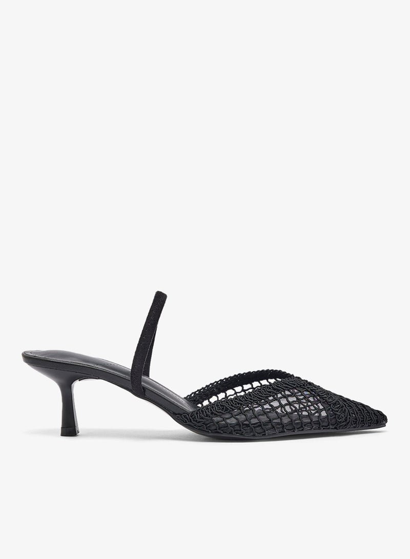 ELLA Lace Detail Strap Mid Heel Pumps - Image 2