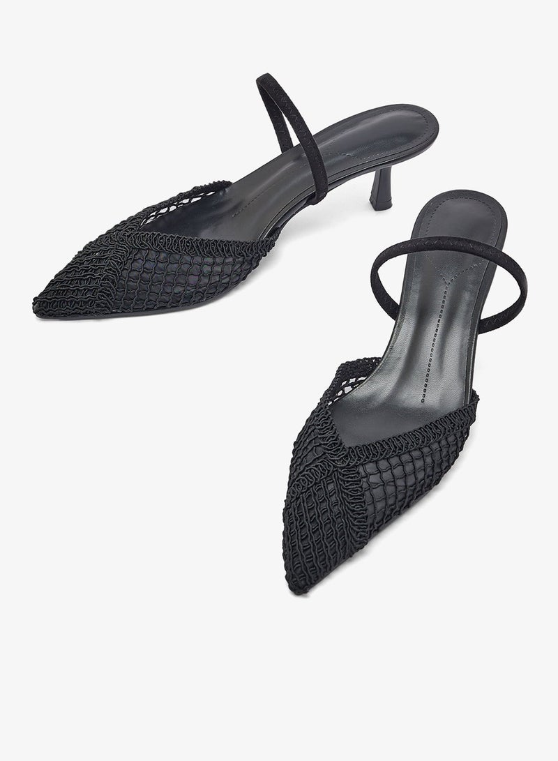 ELLA Lace Detail Strap Mid Heel Pumps - Image 4