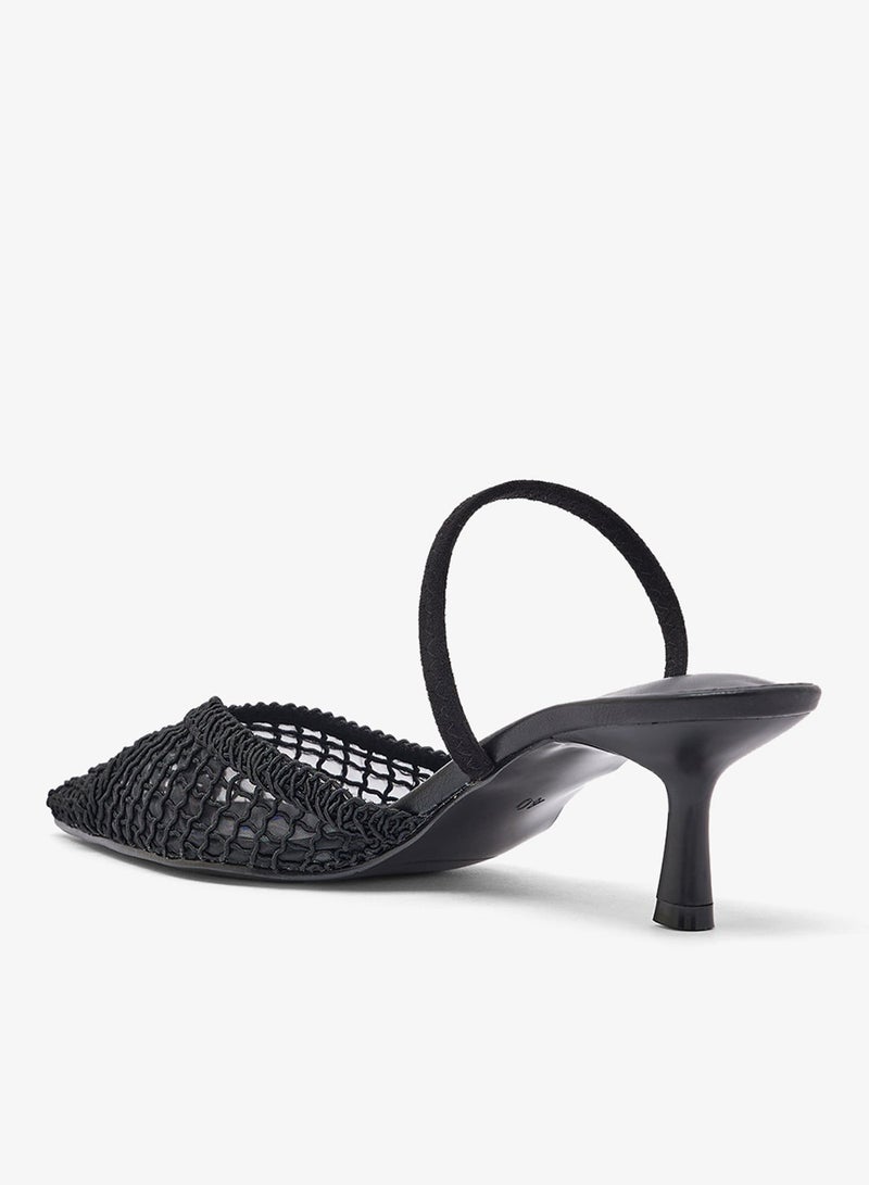 ELLA Lace Detail Strap Mid Heel Pumps - Image 3