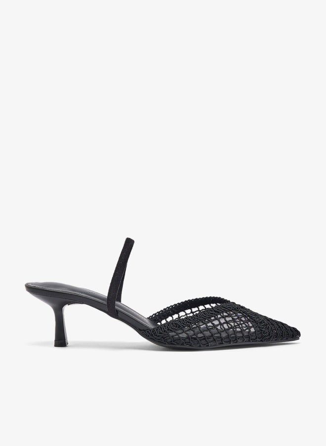 ELLA Lace Detail Strap Mid Heel Pumps - Image 1