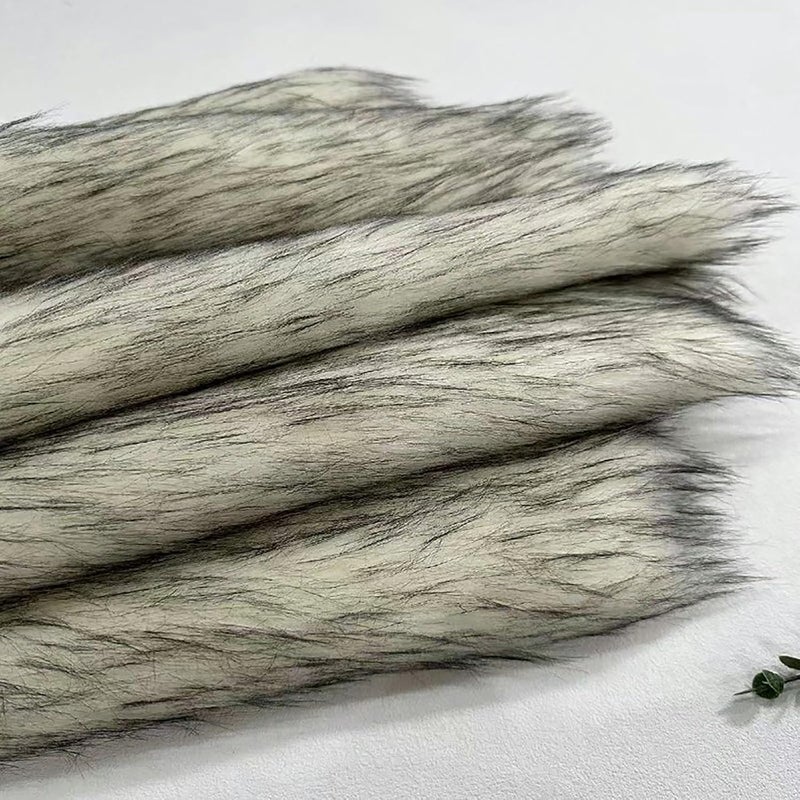 Synthetic Fur Fabric Long Pile 5cm Plush Shaggy Faux Fox Fabric for Warm Soft Coat Fashion Fursuit Costume(1 Black White) - Image 1
